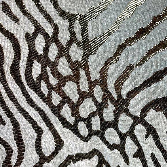 GAP Cowl Neck Tiger Animal Print Dress Cream Gold Metallic Sleeveless Pockets 12 - Picture 4 of 13